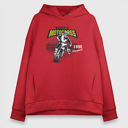 Толстовка оверсайз женская Motocross Мотокросс, цвет: красный