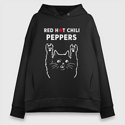 Женское худи оверсайз Red Hot Chili Peppers Рок кот