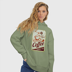 Толстовка оверсайз женская Coffee Cup Retro, цвет: авокадо — фото 2