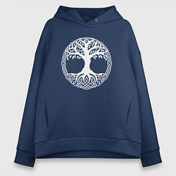 Толстовка оверсайз женская Мировое Дерево Славян, цвет: тёмно-синий