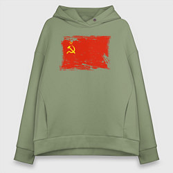 Женское худи оверсайз Рваный флаг СССР