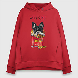 Женское худи оверсайз БУЛЬДОГ В КАРТОШКЕ ФРИ