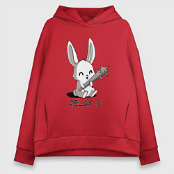 Женское худи оверсайз Милый зайчик с дубинкой