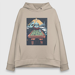 Женское худи оверсайз Акулы играют в бильярд Sharks Playing Pool