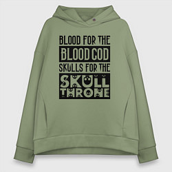 Женское худи оверсайз Девиз последователей Кхорна для светлого фона