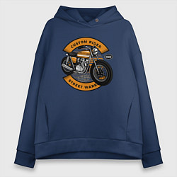 Толстовка оверсайз женская Moto-sport Мотоцикл, цвет: тёмно-синий