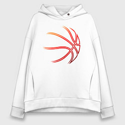 Толстовка оверсайз женская Баскетбольный мяч оранж, цвет: белый