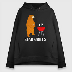 Толстовка оверсайз женская Bear Grills Беар Гриллс, цвет: черный