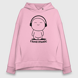 Женское худи оверсайз Я Люблю Музыку I love Music