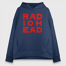 Толстовка оверсайз женская Radiohead большое красное лого, цвет: тёмно-синий