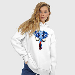 Толстовка оверсайз женская Слон с тесаком, цвет: белый — фото 2