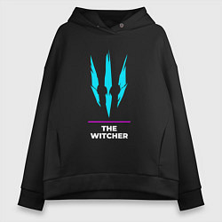 Толстовка оверсайз женская Символ The Witcher в неоновых цветах, цвет: черный