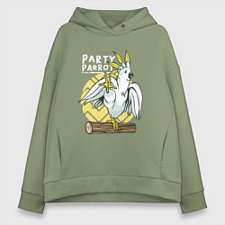 Женское худи оверсайз Попугай тусовщик Party Parrot