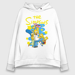 Толстовка оверсайз женская The SimpsonsСемейка Симпсонов, цвет: белый