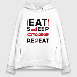 Женское худи оверсайз Надпись: Eat Sleep Crysis Repeat