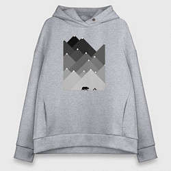 Женское худи оверсайз Медведь и треугольные горы