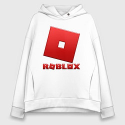 Толстовка оверсайз женская ROBLOX логотип красный градиент, цвет: белый