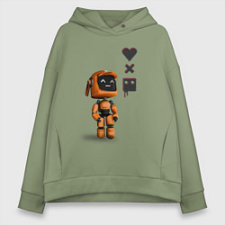 Женское худи оверсайз Оранжевый робот с логотипом LDR