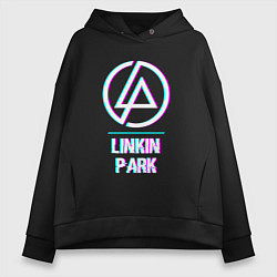 Толстовка оверсайз женская Linkin Park Glitch Rock, цвет: черный