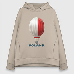 Женское худи оверсайз 3d aerostat Polish flag