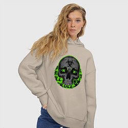 Толстовка оверсайз женская SKULL TOXIC, цвет: миндальный — фото 2