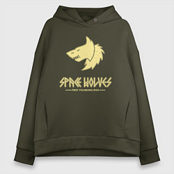 Женское худи оверсайз Космические волки лого винтаж