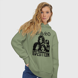 Толстовка оверсайз женская Led Zeppelin Black, цвет: авокадо — фото 2