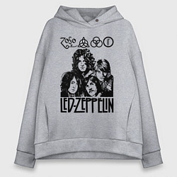 Толстовка оверсайз женская Led Zeppelin Black, цвет: меланж