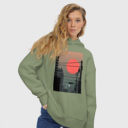 Толстовка оверсайз женская Городские сумерки, цвет: авокадо — фото 2