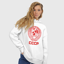 Толстовка оверсайз женская Герб СССР: Советский союз, цвет: белый — фото 2