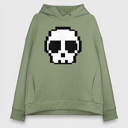 Женское худи оверсайз Череп из пикселей