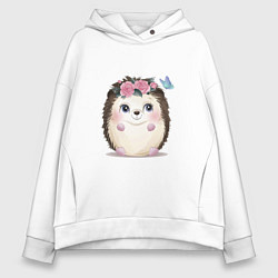 Женское худи оверсайз Hedgehog and roses