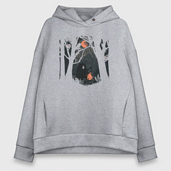 Женское худи оверсайз Оранжевая луна и песни под гитару