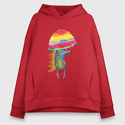 Женское худи оверсайз Ежик под зонтиком