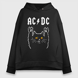 Женское худи оверсайз AC DC rock cat