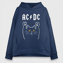 Женское худи оверсайз AC DC rock cat