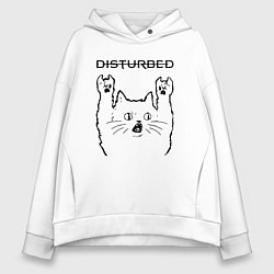 Толстовка оверсайз женская Disturbed - rock cat, цвет: белый