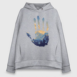 Толстовка оверсайз женская Отпечаток ладони Кратоса, цвет: меланж