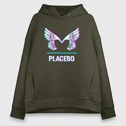 Толстовка оверсайз женская Placebo glitch rock, цвет: хаки