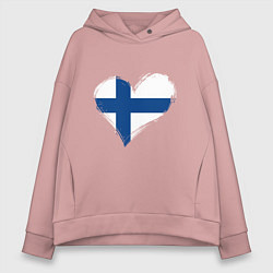 Толстовка оверсайз женская Сердце - Финляндия, цвет: пыльно-розовый