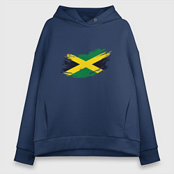 Толстовка оверсайз женская Jamaica Flag, цвет: тёмно-синий