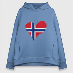 Толстовка оверсайз женская Сердце - Норвегия, цвет: мягкое небо