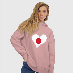 Толстовка оверсайз женская Сердце - Япония, цвет: пыльно-розовый — фото 2