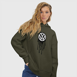 Толстовка оверсайз женская Volkswagen - art logo, цвет: хаки — фото 2
