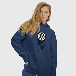 Толстовка оверсайз женская Volkswagen - art logo, цвет: тёмно-синий — фото 2