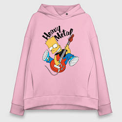 Женское худи оверсайз Барт Симпсон - гитарист - heavy metal