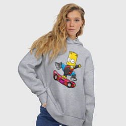 Толстовка оверсайз женская Барт Симпсон - крутой скейтбордист, цвет: меланж — фото 2