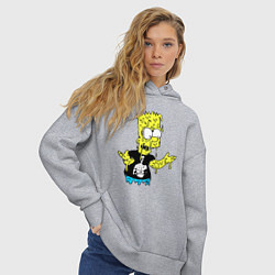 Толстовка оверсайз женская Плавящийся Барт Симпсон - стилизация, цвет: меланж — фото 2