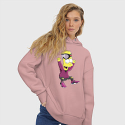 Толстовка оверсайз женская Барт Симпсон в прыжке, цвет: пыльно-розовый — фото 2