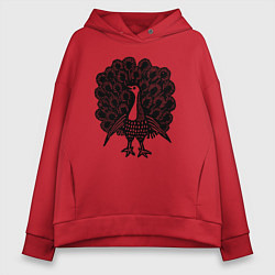 Женское худи оверсайз Забавный павлин средневековый рисунок